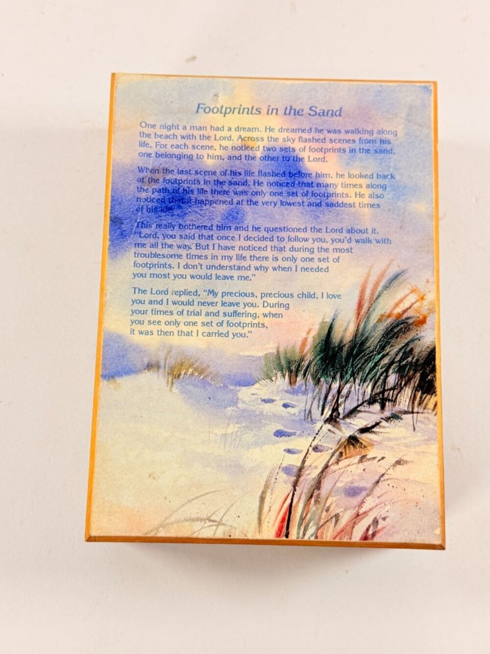 Footprints In The Sand San Francisco Music Box Poem & Hidden Storage Compartment